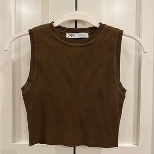 Zara Brown Sleeveless Top